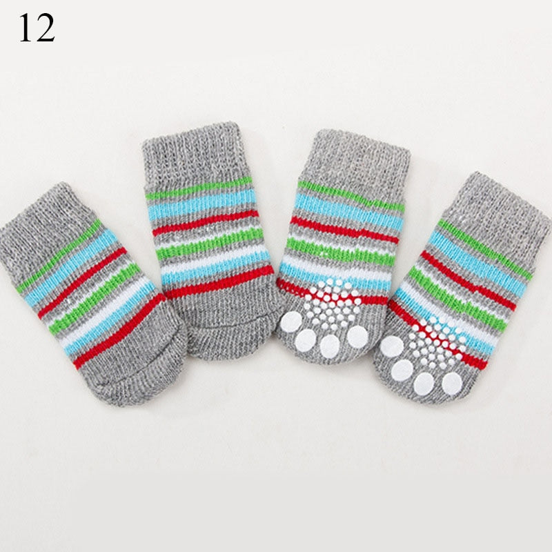 AnniePaw 4 Pcs Warm Puppy Socks - Soft Anti-Slip Cartoon Design