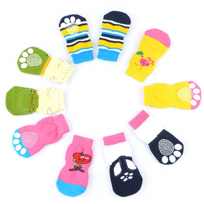 AnniePaw 4 Pcs Warm Puppy Socks - Soft Anti-Slip Cartoon Design