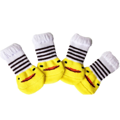 AnniePaw 4 Pcs Warm Puppy Socks - Soft Anti-Slip Cartoon Design