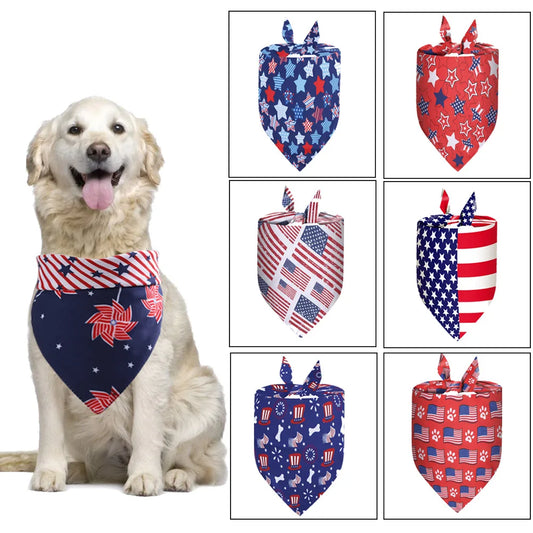 Independence Day Pet Triangle Scarf American Flag Pattern Dog Bandage for large dogs Fashion Summer Soft Pet Collar Dropshipping