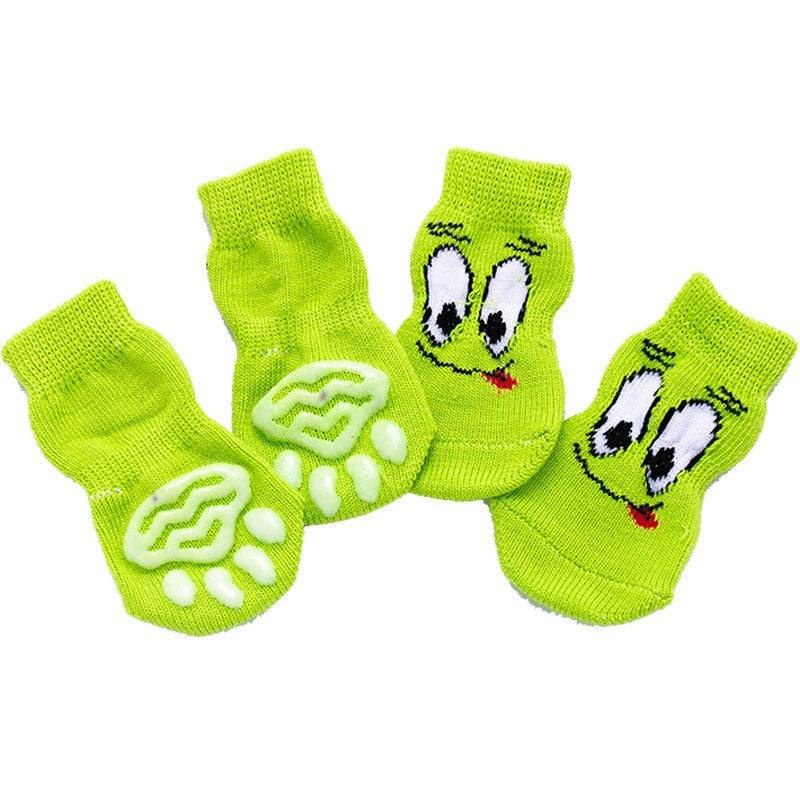 AnniePaw 4 Pcs Warm Puppy Socks - Soft Anti-Slip Cartoon Design