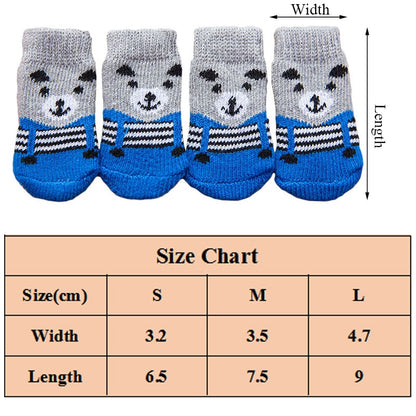 AnniePaw 4 Pcs Warm Puppy Socks - Soft Anti-Slip Cartoon Design