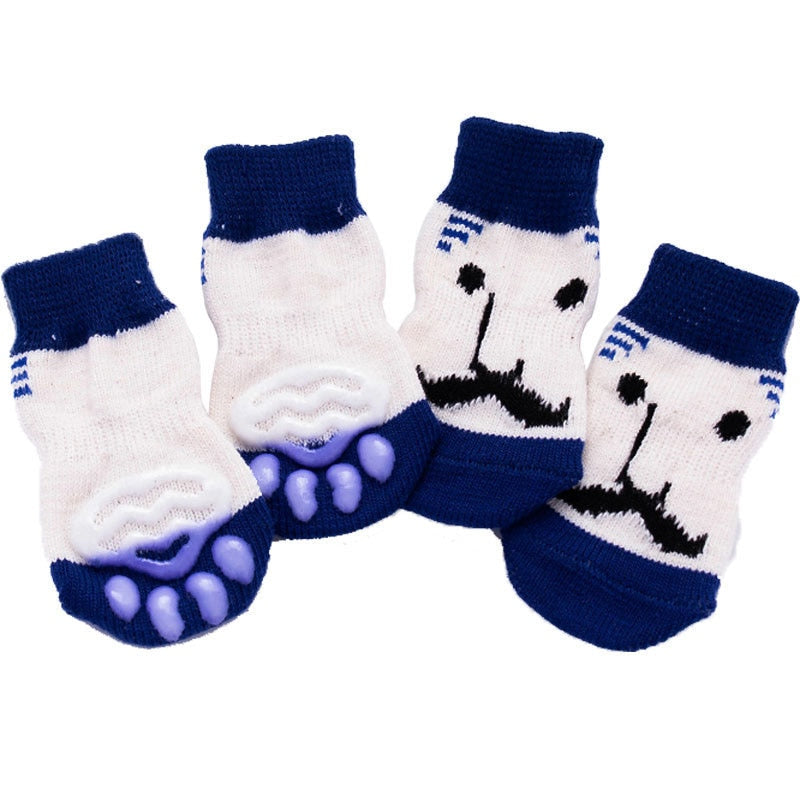 AnniePaw 4 Pcs Warm Puppy Socks - Soft Anti-Slip Cartoon Design