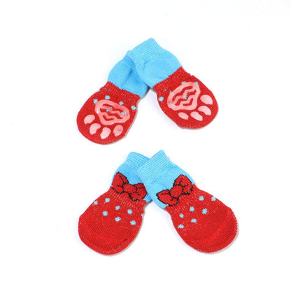 AnniePaw 4 Pcs Warm Puppy Socks - Soft Anti-Slip Cartoon Design