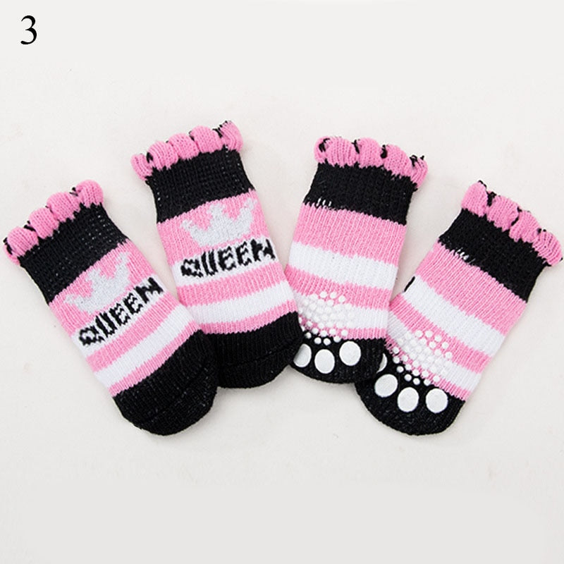 AnniePaw 4 Pcs Warm Puppy Socks - Soft Anti-Slip Cartoon Design