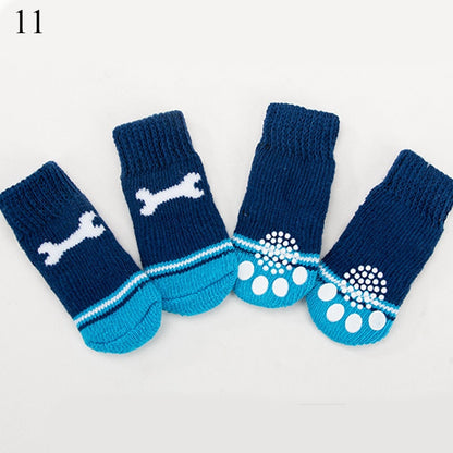 AnniePaw 4 Pcs Warm Puppy Socks - Soft Anti-Slip Cartoon Design