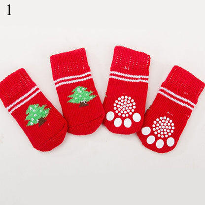 AnniePaw 4 Pcs Warm Puppy Socks - Soft Anti-Slip Cartoon Design