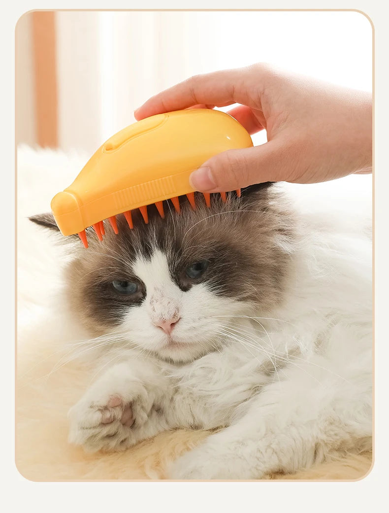 Anniepaw 3-in-1 Electric Steam Brush for Cats Dogs Grooming Hair Removal