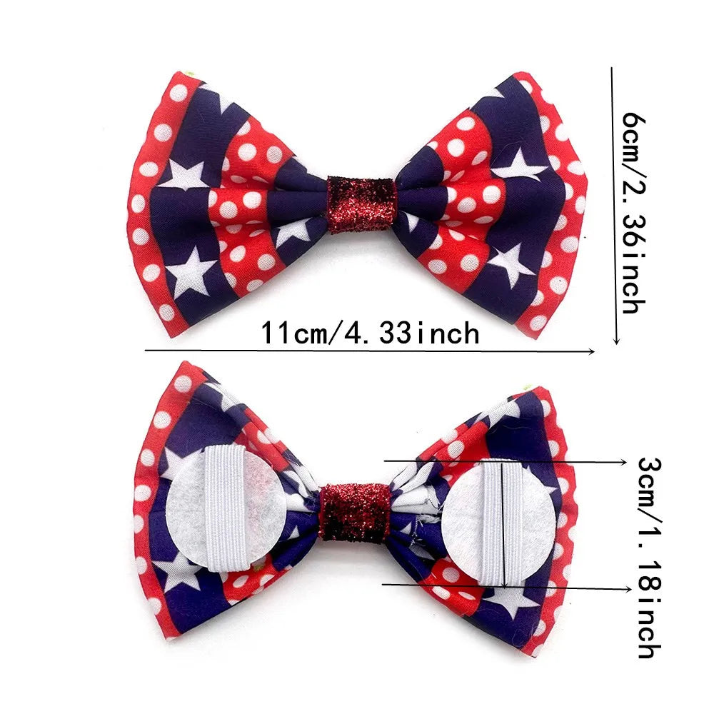 50/100pcs Pet Collar Slidable Pet Dog Bowties 4th of July Pet Supplies Dogs American Independence Day Bowtie Pet Dog Cat Bowties