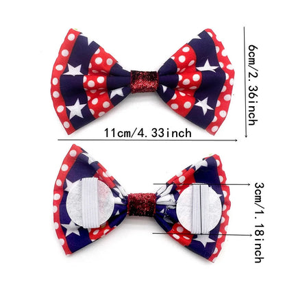 50/100pcs Pet Collar Slidable Pet Dog Bowties 4th of July Pet Supplies Dogs American Independence Day Bowtie Pet Dog Cat Bowties