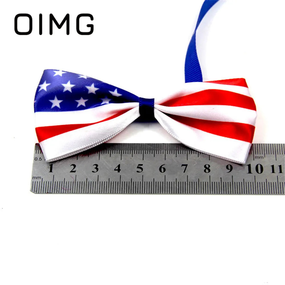 OIMG New Independence Day Pet Bow Tie Golden Retriever Terrier Pomeranian Gentleman Cat Dog Collar Accessories Dress Up Supplies