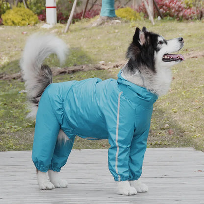 Dog Raincoat with Visible Hat and Removable Tail Bag Adjustable Coat for Large and Medium Dogs Male and Female Different Styles