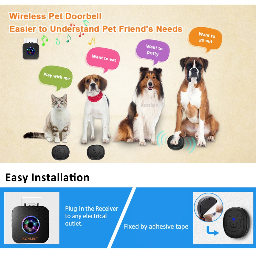 Wireless Dog Doorbell - Smart Chime Button for Potty Training & Outdoor Access