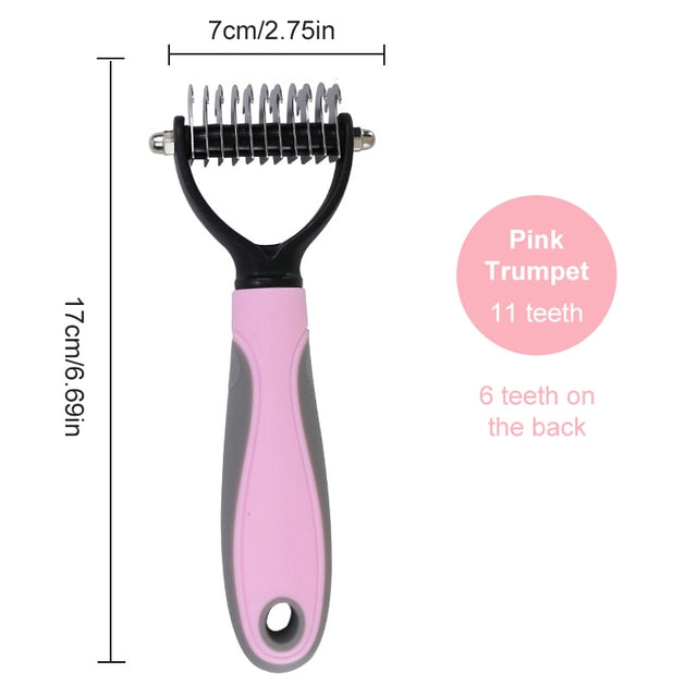 Anniepaw Double-sided Dog Brush: Undercoat Comb for Long Curly Hair in Dogs and Cats