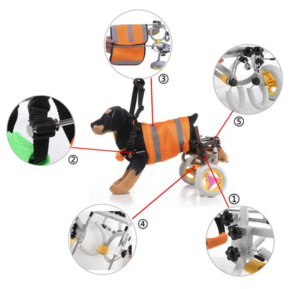 AnniePaw Adjustable Pet Wheelchair for Rehabilitation Walking Aid