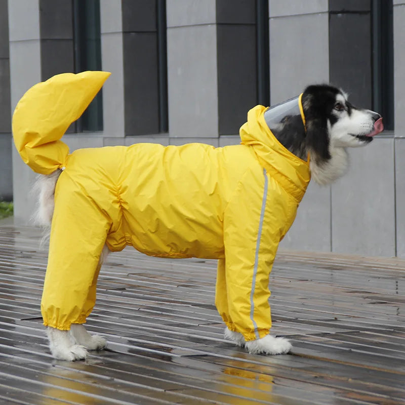 Dog Raincoat with Visible Hat and Removable Tail Bag Adjustable Coat for Large and Medium Dogs Male and Female Different Styles