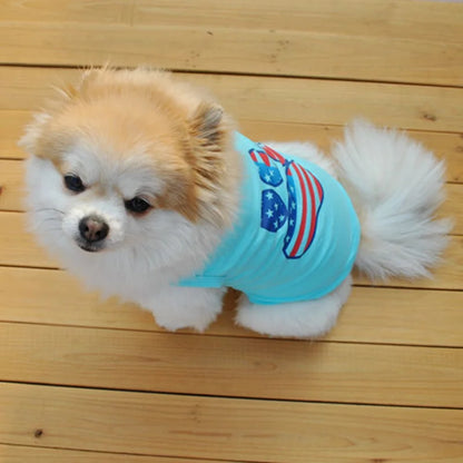 4th of July Pet T-Shirts Summer Puppy Costume Mummumi Small Pet Clothes Independence Day Patriotic Dog Shirt Soft Cotton