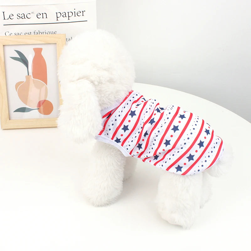 Pet clothing with American flag elements dog vest dog cat star pattern clothing Independence Day dog celebration puppy clothing