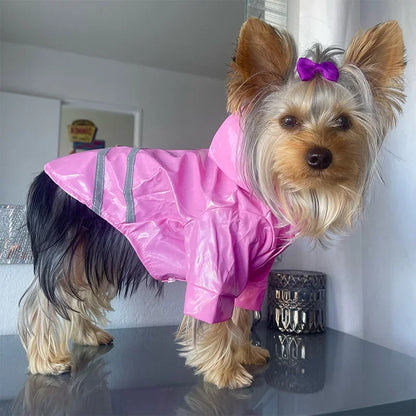 Waterproof Dog Jacket PU Dog Raincoat For Small Dogs Cats Reflective Puppy Raincape Chihuahua Yorkies Raincoat Pet Poncho