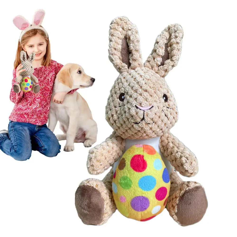 Anniepaw Plush Easter Rabbit Squeaky Chew Toy for Puppies Interactive Wear-Resistant