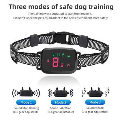 Smart Anti-Barking Dog Collar - Rechargeable Waterproof with Display