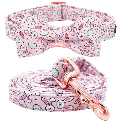 Anniepaw Easter Dog Collar with Bowtie Bunny Carrots Adjustable Cute Pink Anniepaw