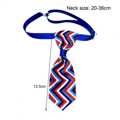 Dog Bow Tie Fashion Holiday Dress Up Printed Cat Collar Bite-resistant Adjustable Soft Puppy Neck Tie For Independence Day