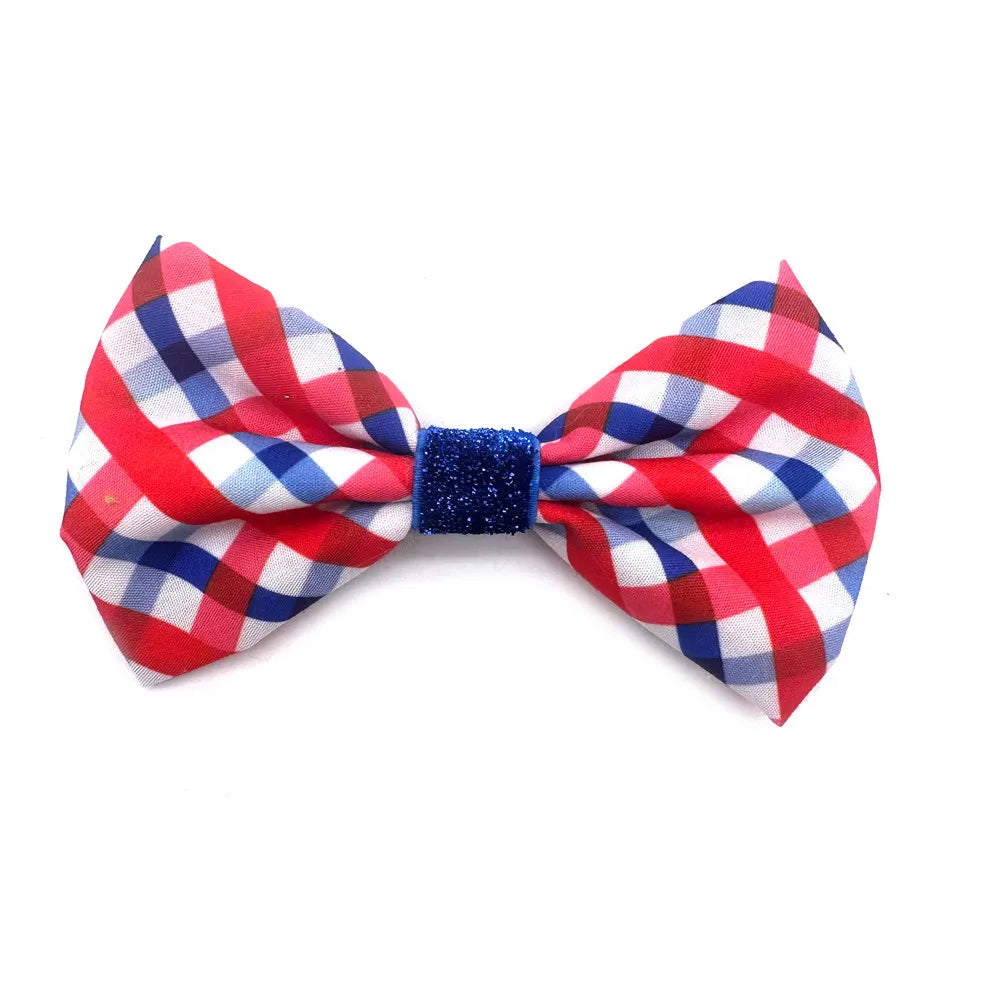 50/100pcs Pet Collar Slidable Pet Dog Bowties 4th of July Pet Supplies Dogs American Independence Day Bowtie Pet Dog Cat Bowties