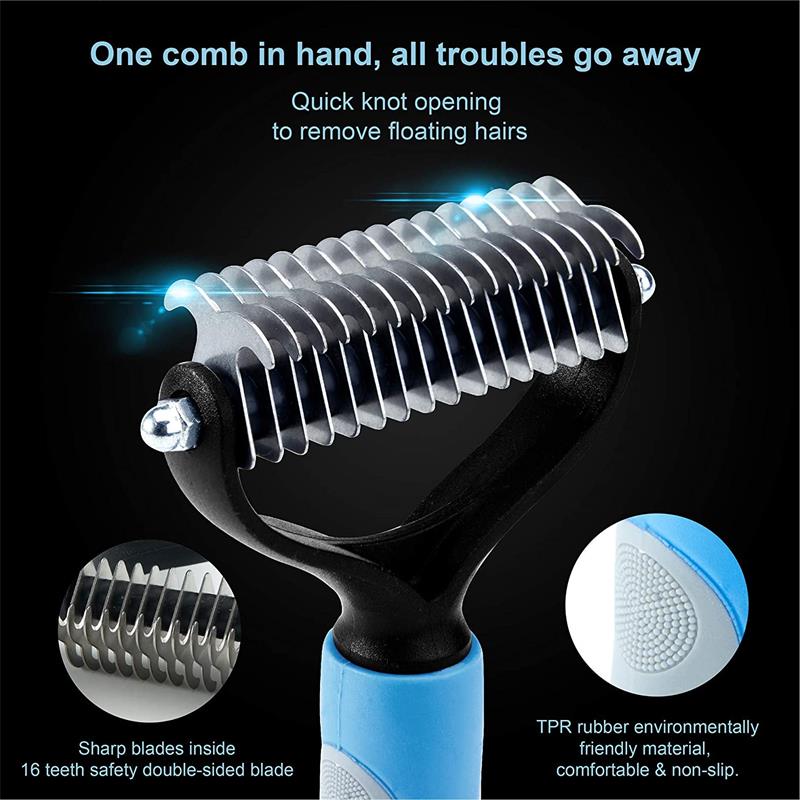 Anniepaw Double-sided Dog Brush: Undercoat Comb for Long Curly Hair in Dogs and Cats