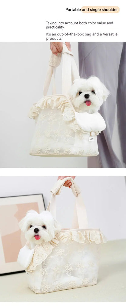 Anniepaw Onecute Puppy Carrier Dog Walking Pets  Accessories Bags Lace Handheld Shoulder for Cute Chihuahua Products