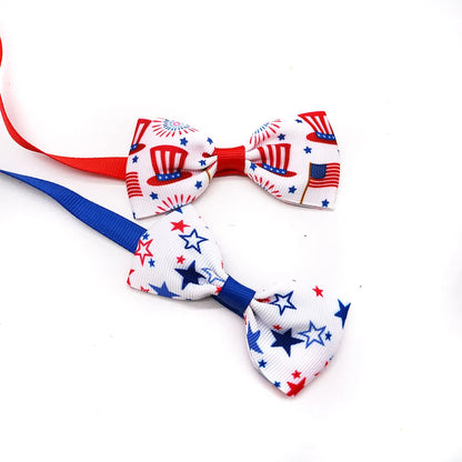 20PCS Dog Accessories Independence Day Bow Tie Dog Bows Adjustable Pet Collars For Dogs and Cats Pet Grooming Products