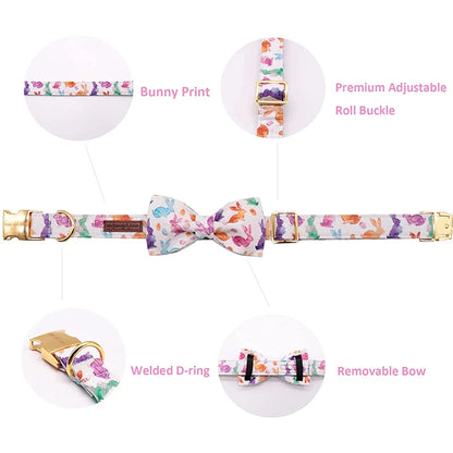 Easter Dog Collar with Bowtie Rabbit Style for All Sizes Anniepaw