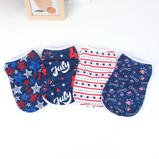 Pet clothing with American flag elements dog vest dog cat star pattern clothing Independence Day dog celebration puppy clothing