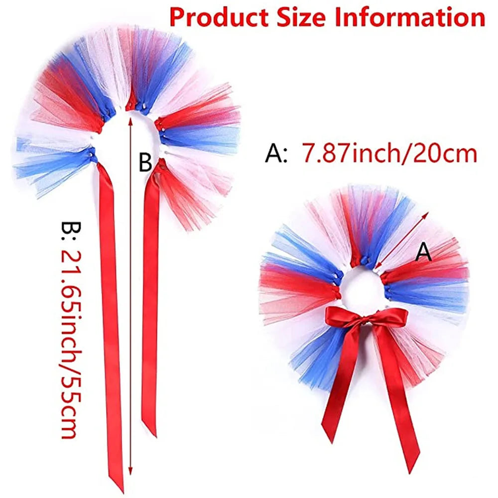 OIMG Distinctive Mesh Dog Skirt Papillon French Bulldog Independence Day Hat Decoration Star Bow Tie Dress Up Party Supplies