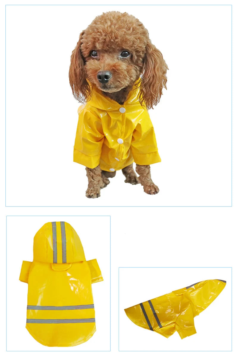 Waterproof Dog Jacket PU Dog Raincoat For Small Dogs Cats Reflective Puppy Raincape Chihuahua Yorkies Raincoat Pet Poncho