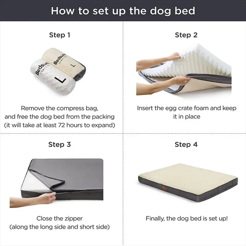 Memory Foam Dog Bed - Removable Washable Mattress for Large Dogs AnniePaw Wear