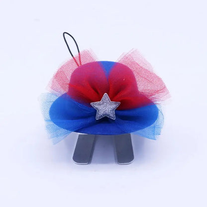 1 Set Creative Pet Costume Mesh Splicing Dress Up Bright Color Independence Day Pet Puffy Dress