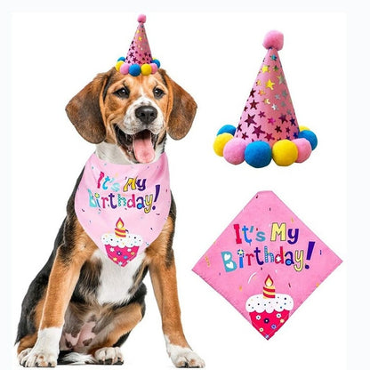 Anniepaw Birthday Party Banner Pull Flag Hat Dog Paw Balloon Saliva Towel Bow Tie Props Pet Accessories