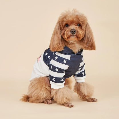 Pet Clothes for Dog Cat Puppy Hoodies Coat American Flag Sweatshirt Dog Outfits for Small Medium Dog for Independence Day