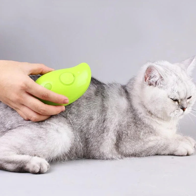 Anniepaw 3-in-1 Electric Steam Brush for Cats Dogs Grooming Hair Removal