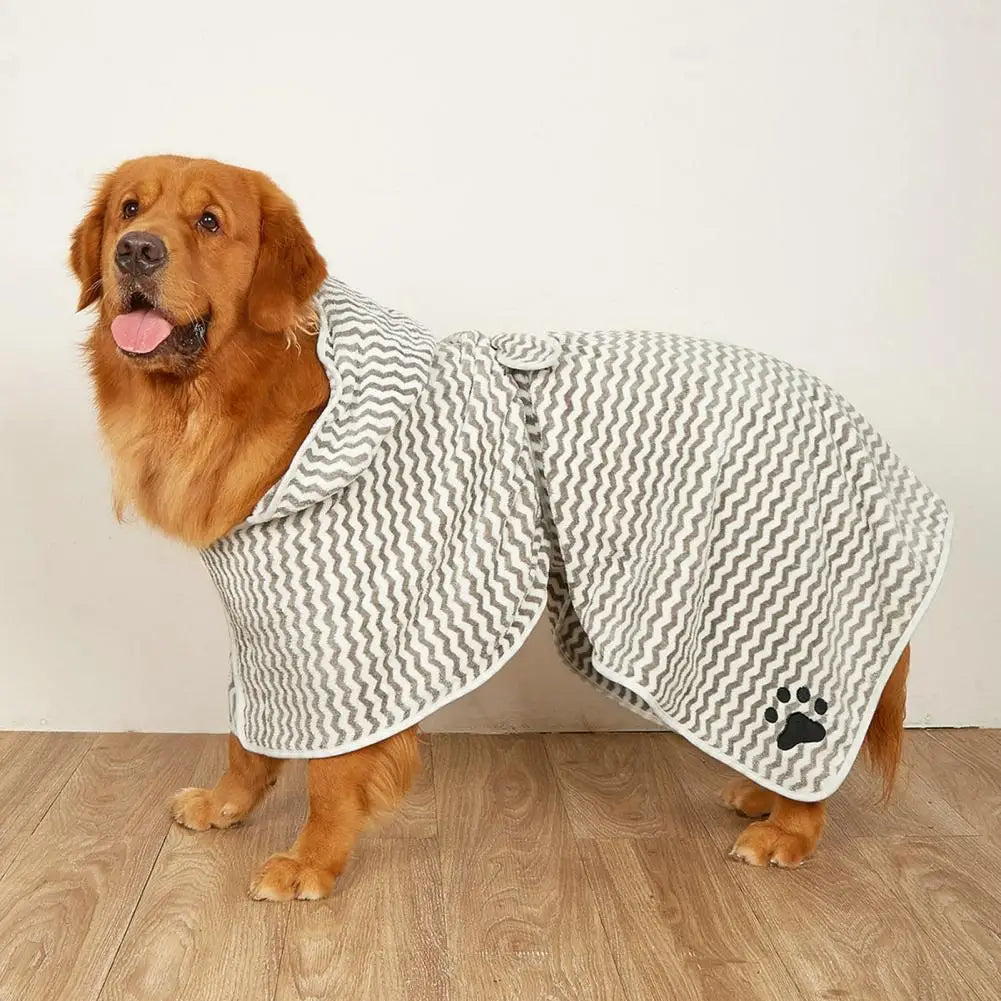 Anniepaw Soft Striped Pet Towel with Embroidery