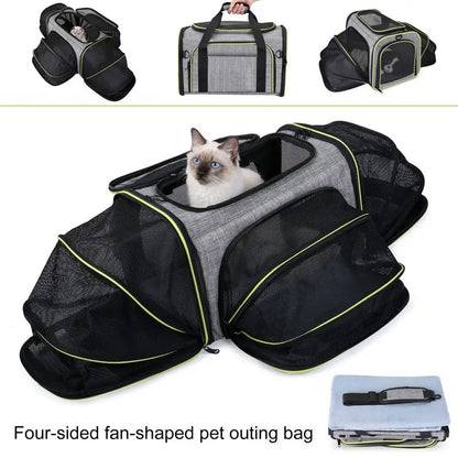 Anniepaw Pet Travel Bag Adjustable Breathable Foldable for Small Medium Cats Dogs