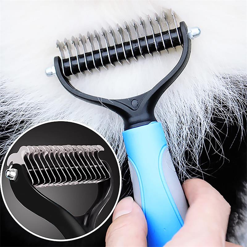 Anniepaw Double-sided Dog Brush: Undercoat Comb for Long Curly Hair in Dogs and Cats