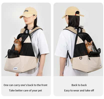 Anniepaw Lightweight Canvas Cat Backpack Breathable Outdoor Travel