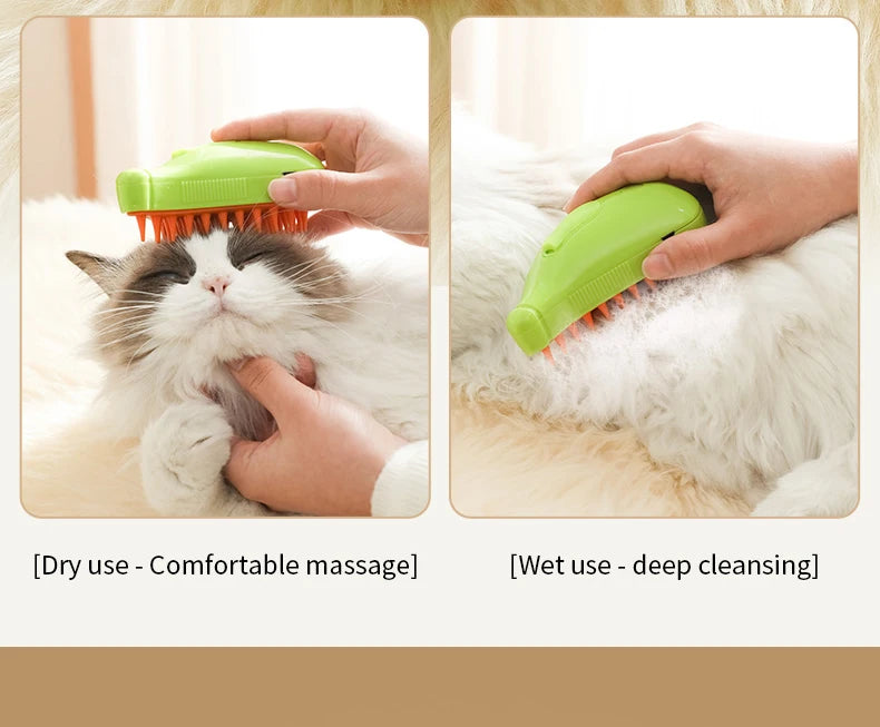 Anniepaw 3-in-1 Electric Steam Brush for Cats Dogs Grooming Hair Removal