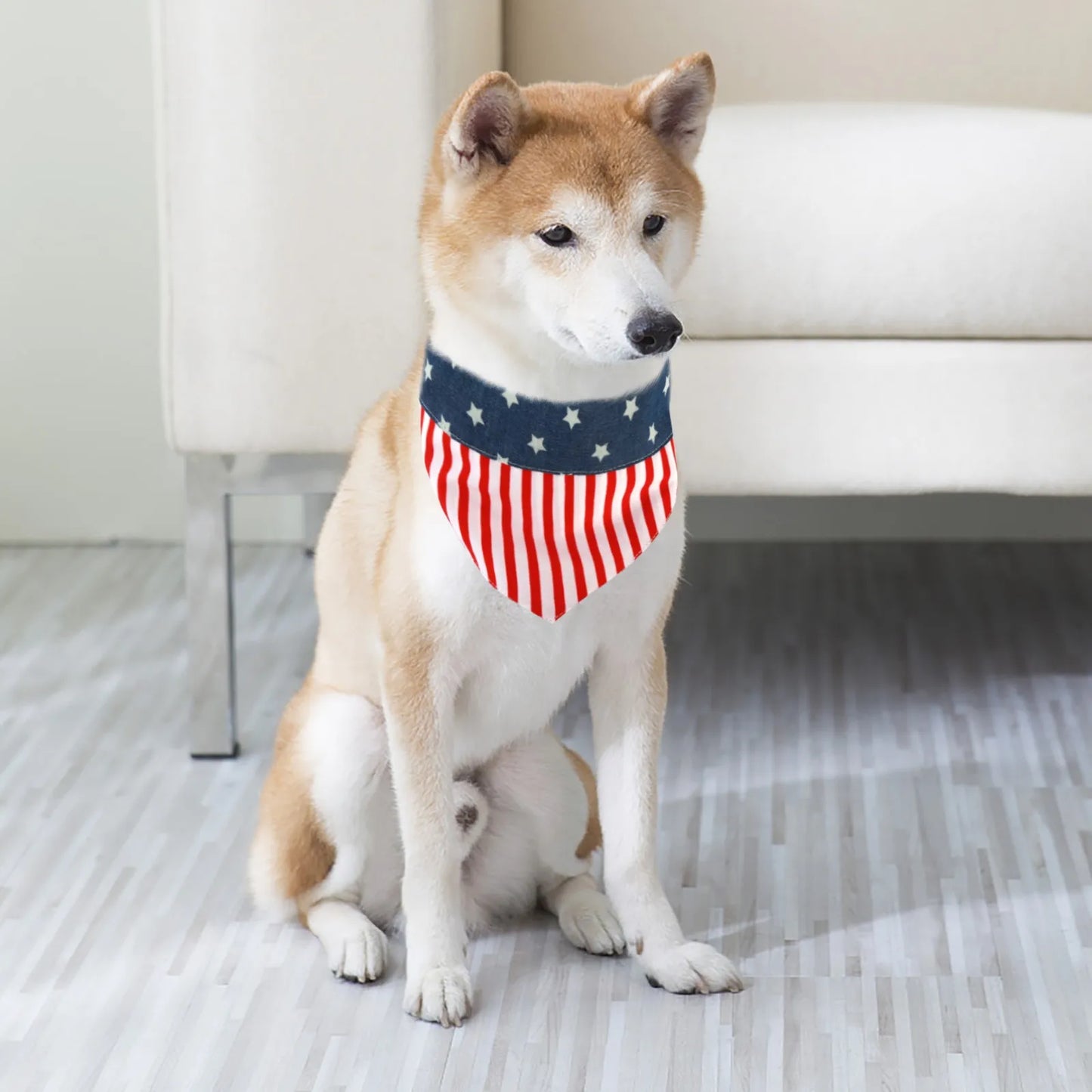 Puppy Towel Dog Bandana With American Flag Independence Day Decoration Dog Dress Up Collar Bib Pet Dog Adjustable Decoration