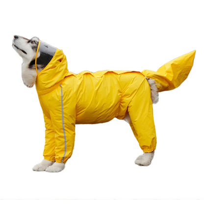 Dog Raincoat with Visible Hat and Removable Tail Bag Adjustable Coat for Large and Medium Dogs Male and Female Different Styles