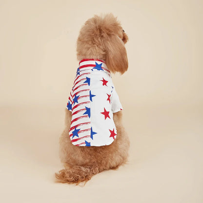 Striped Dog Shirt,American Flag Star Dog Clothes for Small Dogs Girl Boy Costume Puppy Onesie Pet Cat Outfit Independence Day