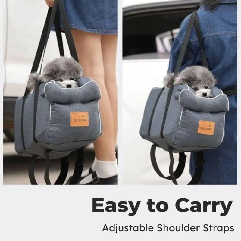 2 in 1 Console Dog Car Seat Double Hand Strap Design, Portable with Handle Safe Car Armrest Box Booster Kennel Bed for Cats Dogs - Annie Paw WearDog Bags/Beds/MatsAnnie Paw Wear