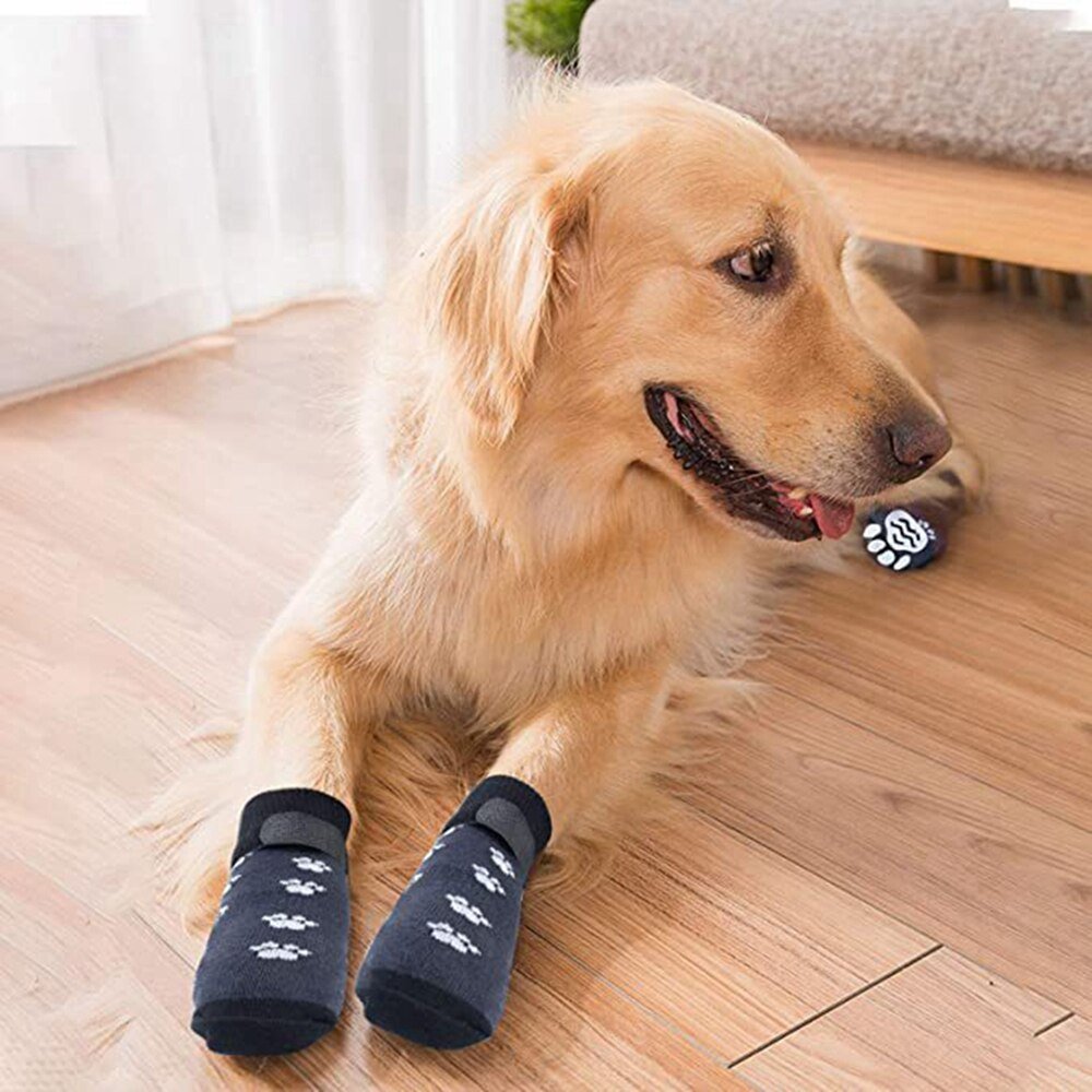 4pcs Anti-Slip Pet Dog Cat Socks with Adjustable Straps for Pets Paw Protector - Annie Paw WearShoes &Boots &SocksAnniePaw Wear